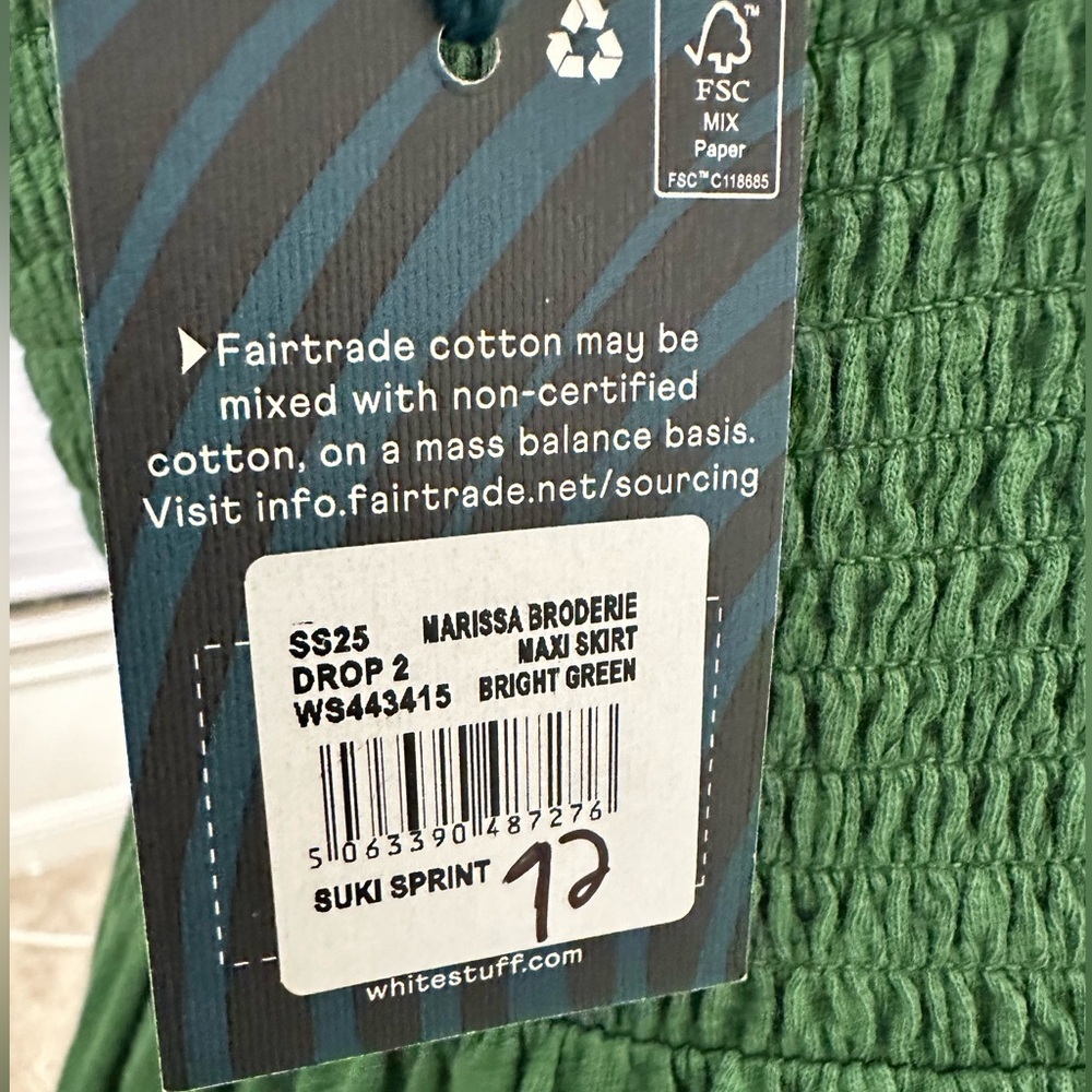 WHITE STUFF Green Maxi Skirt Convertible Dress Marissa Broderie Women Sz 6 $144 - Picture 10 of 13
